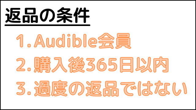 Audibleのタイトル返品には3つの条件が必要。